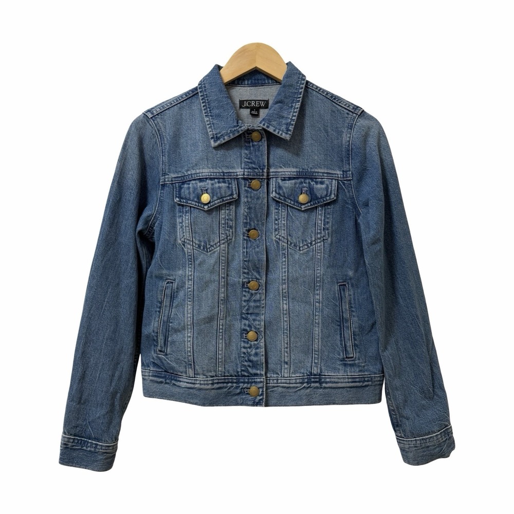 J Crew Womens Classic Denim Trucker Jean Jacket Size‎ S Blue Brilliant Day Wash